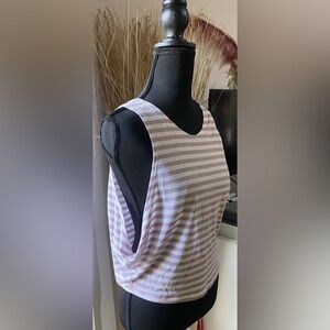 Nike Pink and White Striped Dri-Fit Tank Top